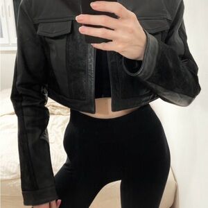 CALVINLUO Cropped Faux Leather Jacket – Size S
